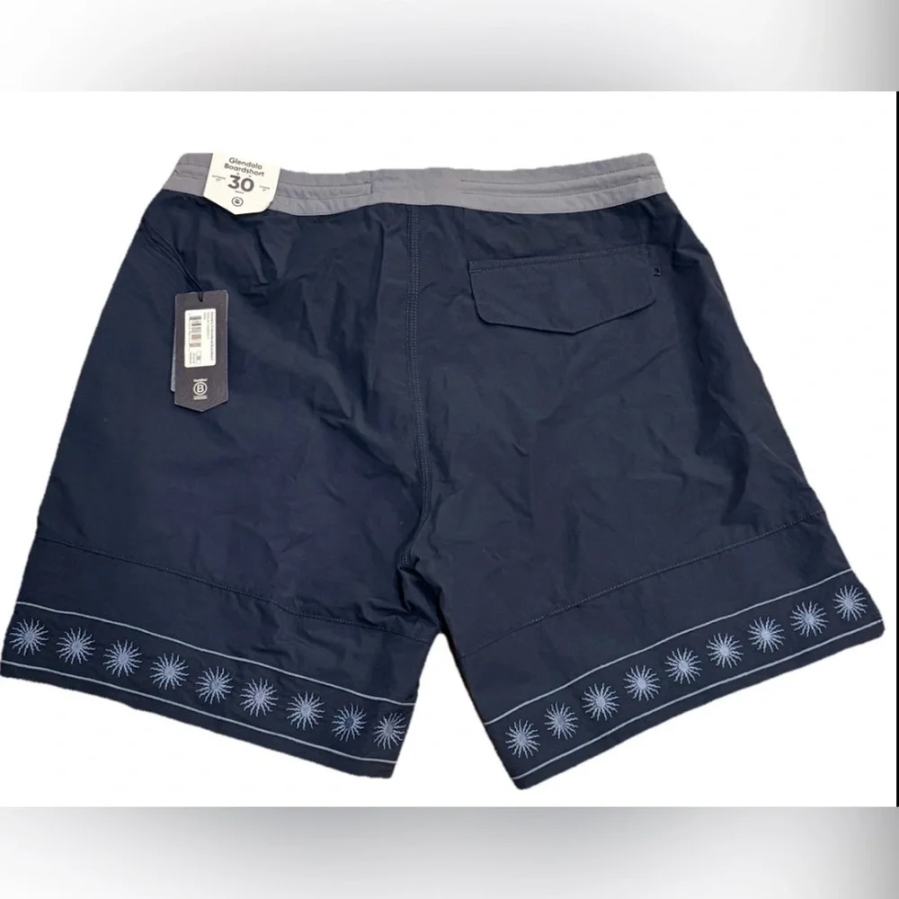 NWT Jetty Surf Co Glendola Navy Boardshorts Embroidered 7